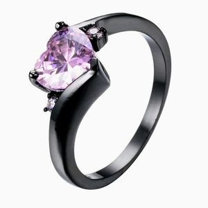 *Sale* New Pink Heart Shaped CZ 18kt Black Gold Ring.
